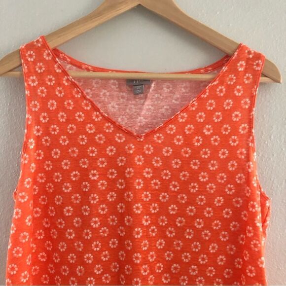 J Jill linen v-neck sleeveless orange tank top woman’s XS ditzy floral - Picture 2 of 6